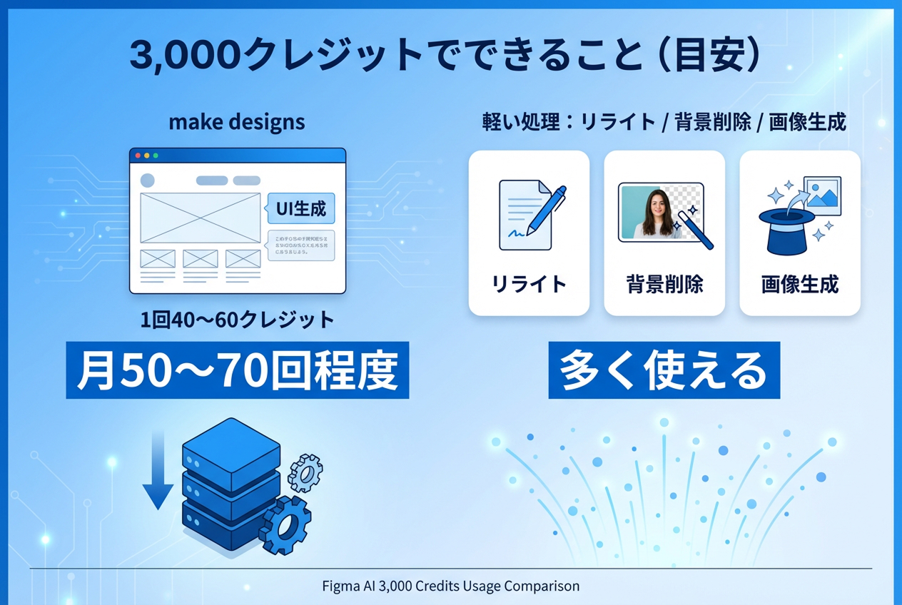 3,000クレジットでできること(目安)