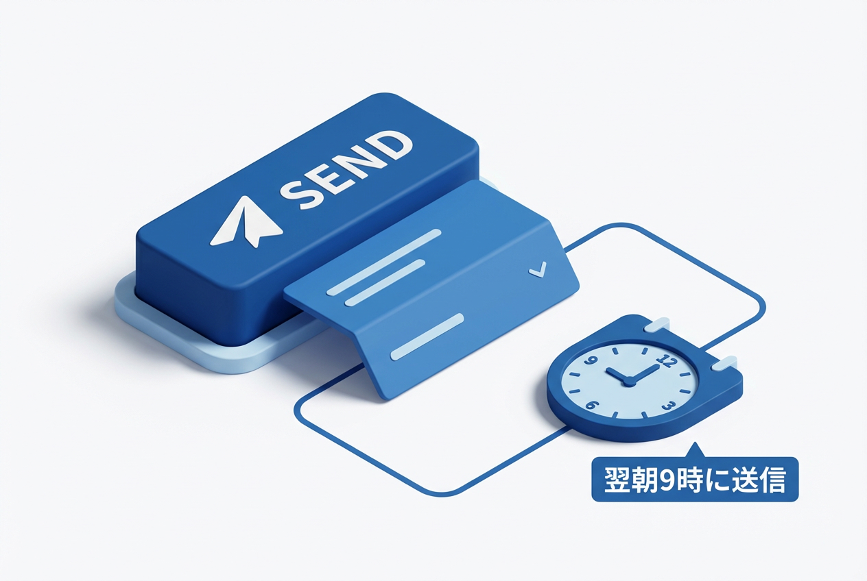 Outlookのスケジュール送信設定画面