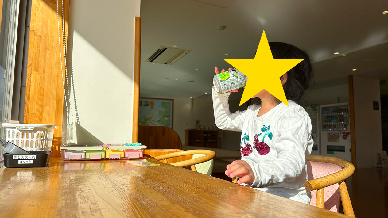 ジュースで休憩中